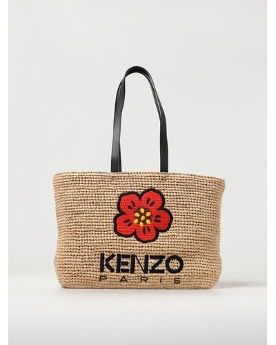 KENZO Borsa Boke Flower in rafia - Neutro