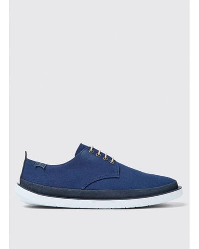 Camper Wagon Beetle Lace-up In Cotton And Leather - Blue