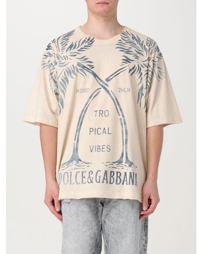 Dolce & Gabbana T-shirt Palms in cotone - Neutro
