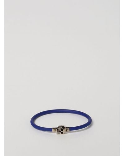 Alexander McQueen Bracelet tête de mort en caoutchouc - Bleu