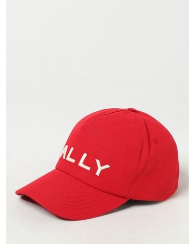 Bally Cappello in cotone con logo ricamato - Rosso