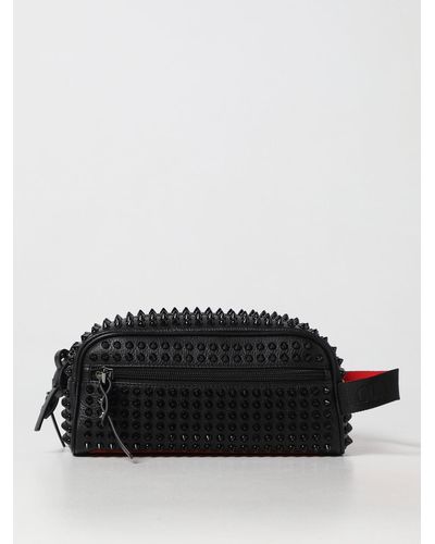 Christian Louboutin Beauty case Blaster in pelle a grana con Spikes all over - Nero