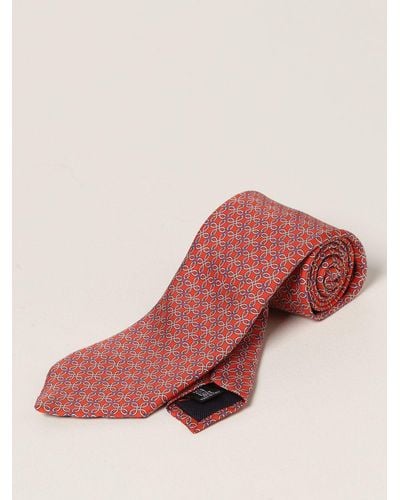 Fiorio Silk Tie With Micro Pattern - Red
