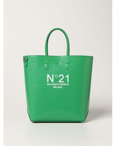 N°21 N ° 21 Tote Bag With Logo - Green