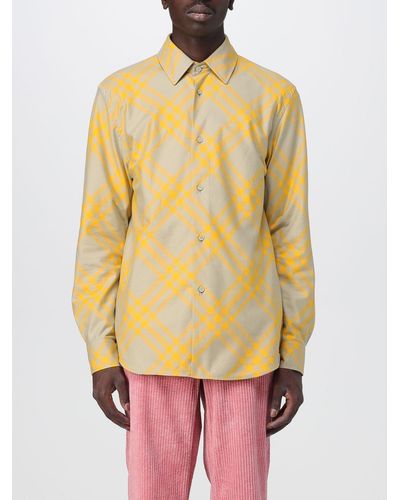 Burberry Shirt In Cotton Flannel - Yellow