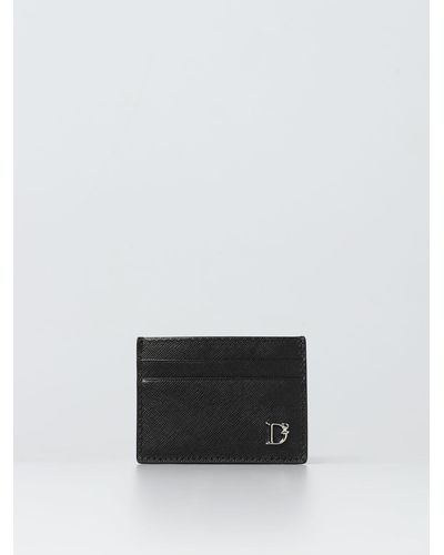 DSquared² Credit Card Holder In Saffiano Leather With Applied Monogram - White