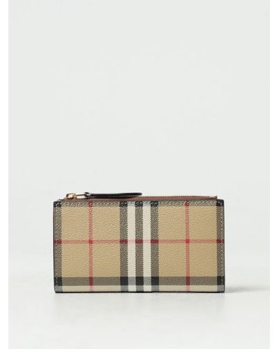 Burberry Check Coated Cotton Wallet - Natural