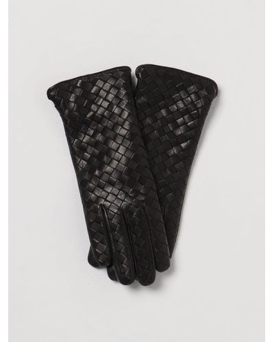 Bottega Veneta Gloves In Woven Leather - Black