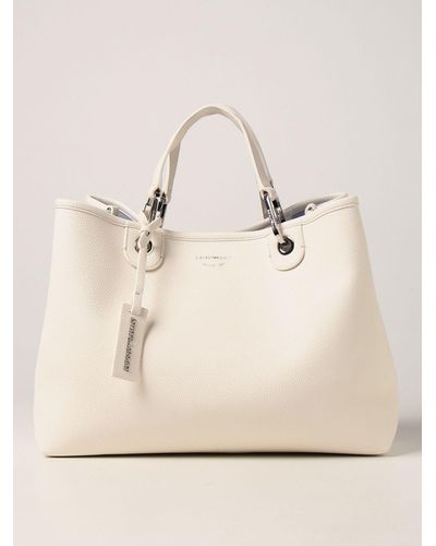 Emporio Armani Myea Bag In Textured Synthetic Leather - White