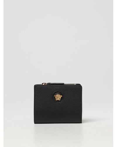 Versace Wallet In Micro Grain Leather - Black