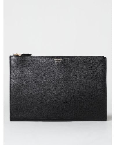Tom Ford Clutch In Grained Leather - Black