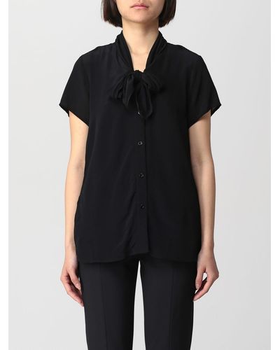 Emporio Armani Blusa in crêpe in viscosa - Nero