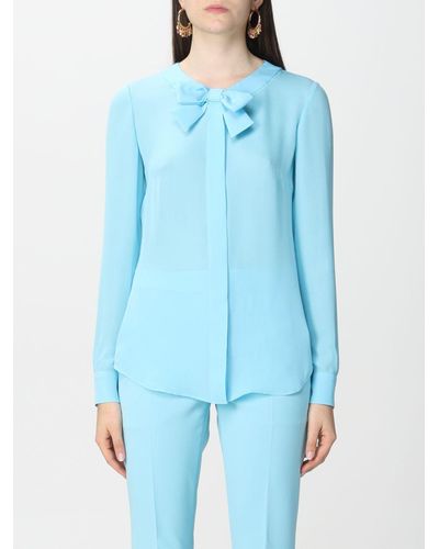Moschino Silk Shirt With Bow - Blue