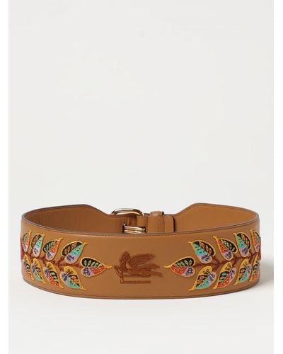 Etro Leather Belt With Embroidery - Brown