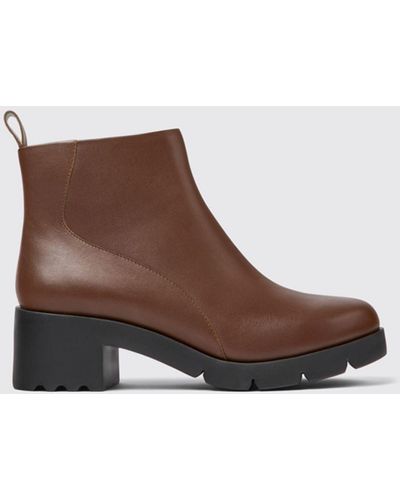 Camper Wanda Leather Ankle Boots - Brown