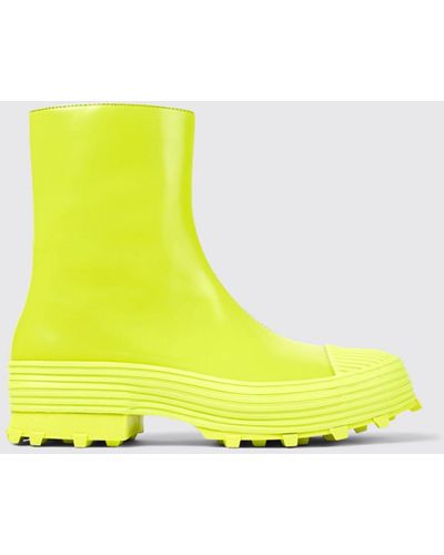 Camper Flat Ankle Boots - Yellow