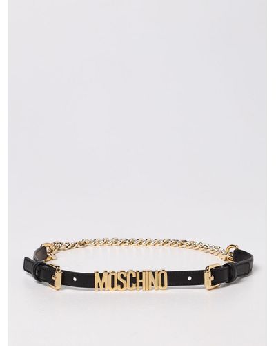 Moschino Leather Belt With Logo - Black