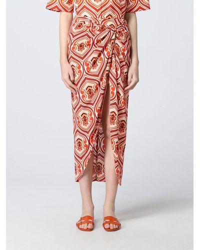 Etro Geometric Print Viscose Skirt - Orange