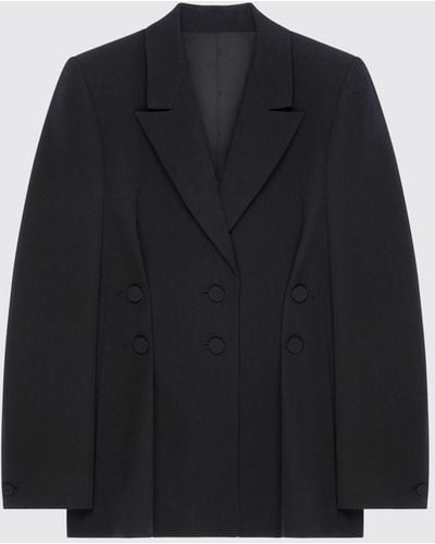 Givenchy Blazer in tricotine di lana con collo in satin - Nero