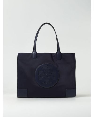 Tory Burch Ella Bag In Nylon And Leather - Blue