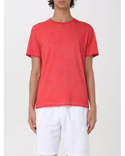 Sun 68 T-shirt in cotone con logo ricamato - Rosso
