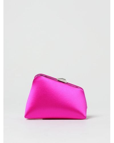 The Attico Long Night Clutch In Satin - Pink