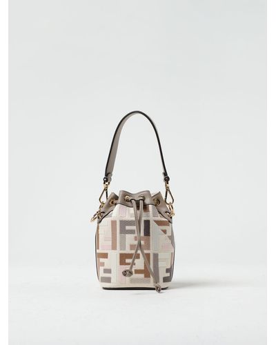 Fendi Mon Tresor Mini Bucket Bag in white leather and white-logo-printed  transparent PVC, featuring gold-tone hardware, bla…