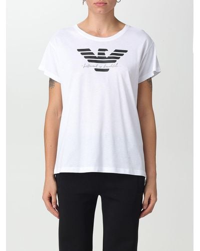 Emporio Armani Cotton T-shirt With Contrasting Logo - White