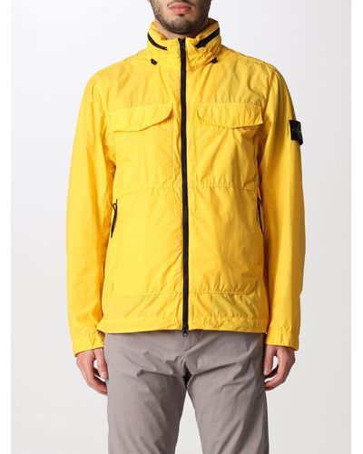 Stone Island Jacket In Coated Nylon - Yellow