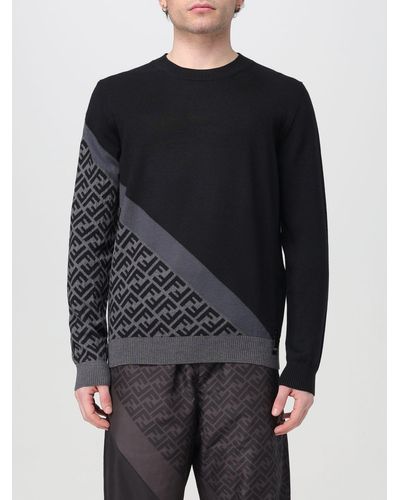 Fendi Intarsien-Pullover mit FF-Muster - Schwarz
