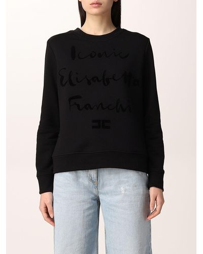Elisabetta Franchi Iconic Sweatshirt With Logo - Black