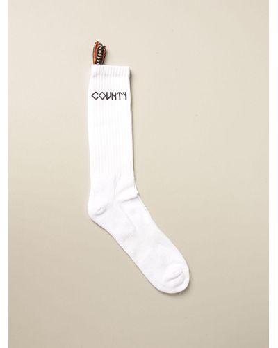 Marcelo Burlon Short Socks With Logo And Tabs - White