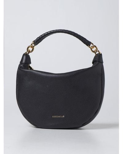 Coccinelle Hobo Bag In Grained Leather - Black