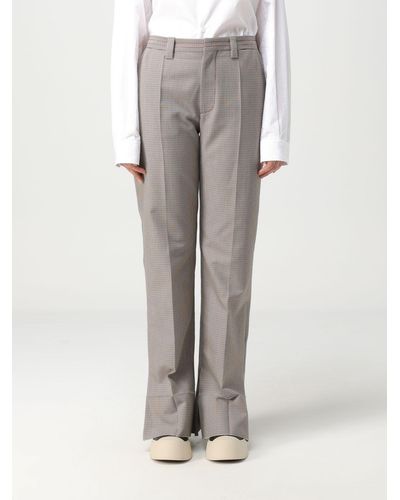 Marni Pants In Wool Blend With Houndstooth Pattern - Gray