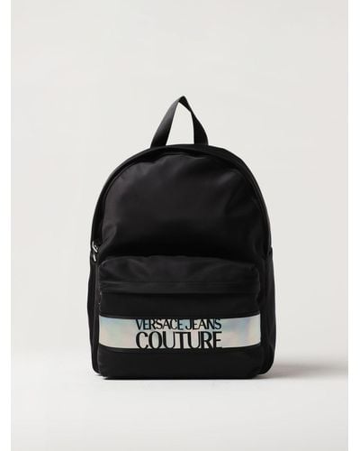 Versace Backpack In Nylon With Logo - Black