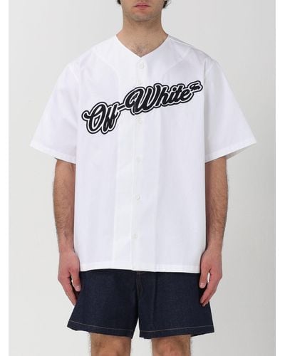 Off-White c/o Virgil Abloh Camicia in cotone con logo a contrasto - Bianco