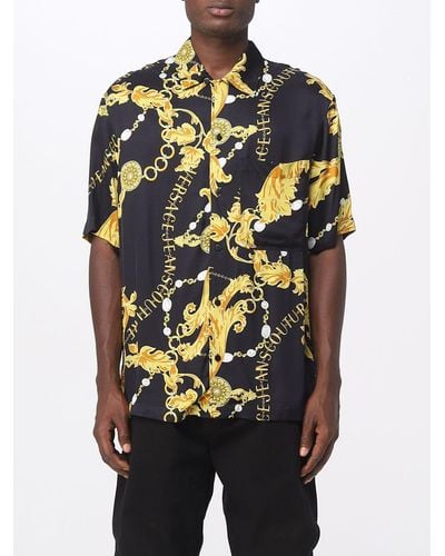 Versace Shirt In Viscose With Baroque Print - Black