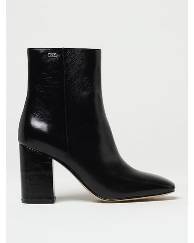 Michael Kors Michael Perla Ankle Boots In Tumbled Leather With Monogram - Black