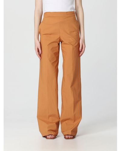 Twin Set Trousers In Stretch Cotton - Orange