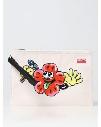 KENZO Clutch Boke Boy in canvas di cotone - Rosa