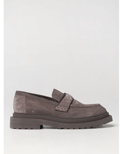 Brunello Cucinelli Moccasins In Suede With Jewel - Grey