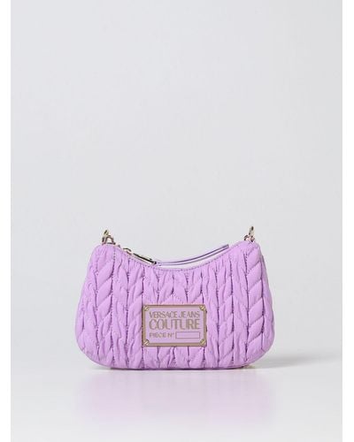 Versace Bag In Quilted Nylon - Purple