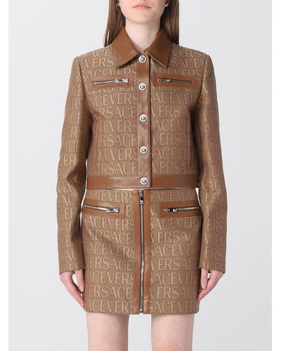 Versace Jacket In Canvas - Brown