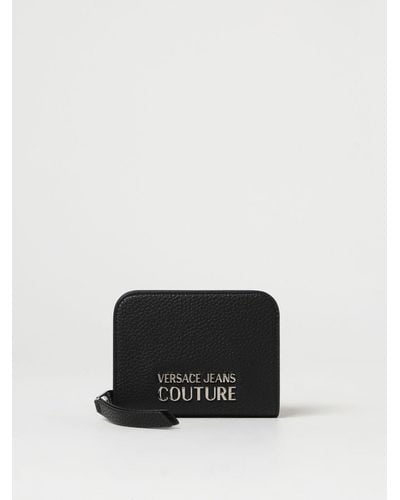 Versace Jeans Couture Portafoglio in pelle sintetica a grana con logo - Bianco