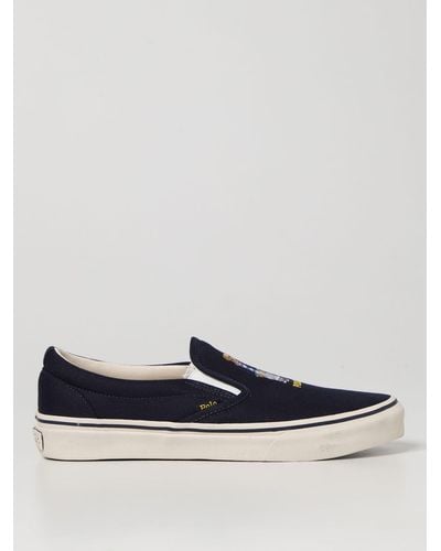 Polo Ralph Lauren Slip On Trainers In Canvas - Blue