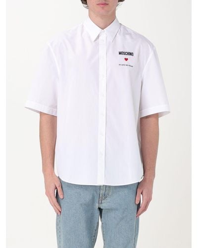 Moschino Camicia in cotone con logo - Bianco