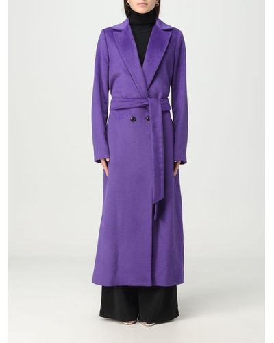 Twin Set Coat In Wool Blend - Purple