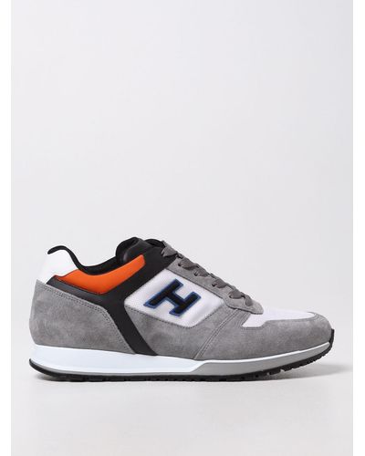 Hogan H321 Trainers In Suede And Fabric - Grey