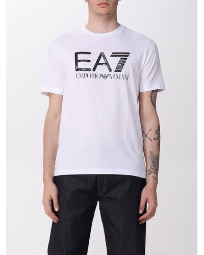 EA7 T-shirt in cotone con logo - Bianco