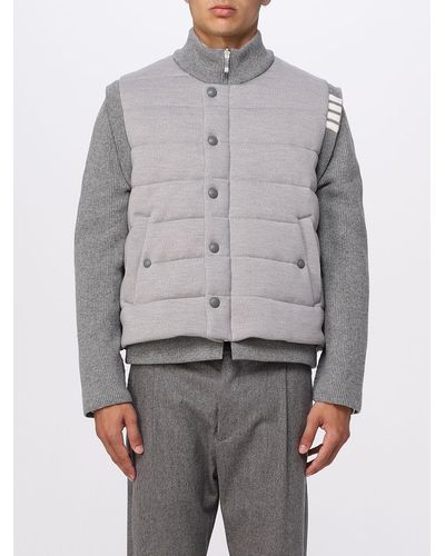 Thom Browne Reversible Jacket In Virgin Wool - Grey
